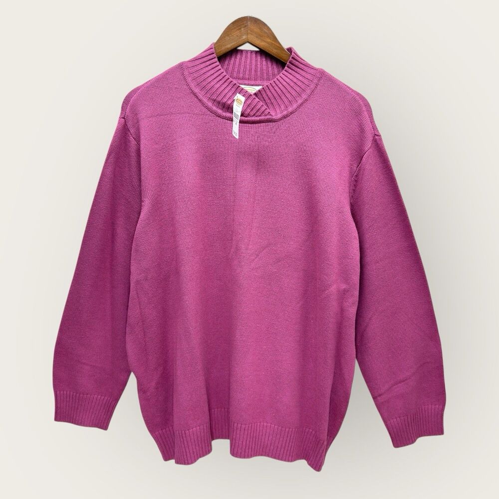 Talbots Mock Neck Cozy Sweater Size 2X Purple Teacher Career Office Winter NEW